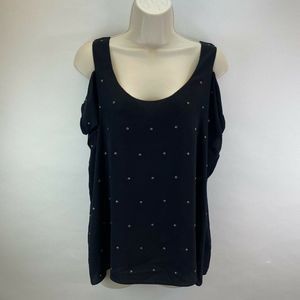 Rachel Roy Black Studded Cold Shoulder Top Women's